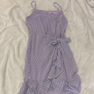 Purple Polka Dot Dress with Ruffle Hem